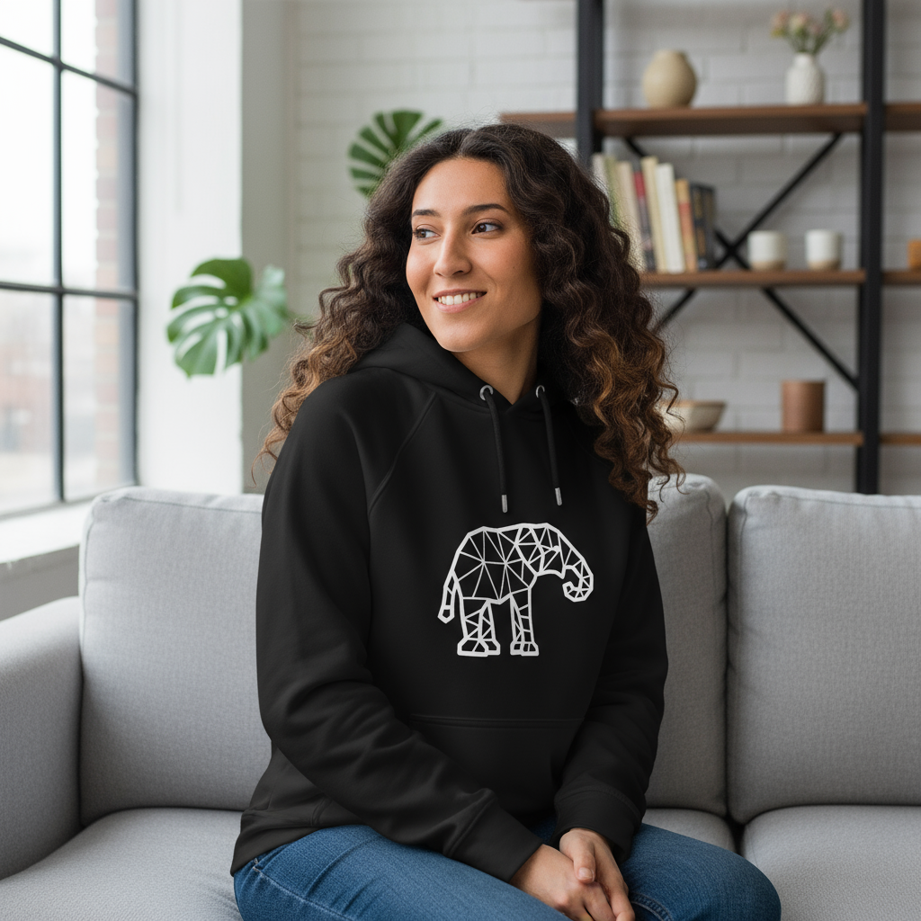Photo UGC - Jeune femme portant le sweat à capuche éléphant